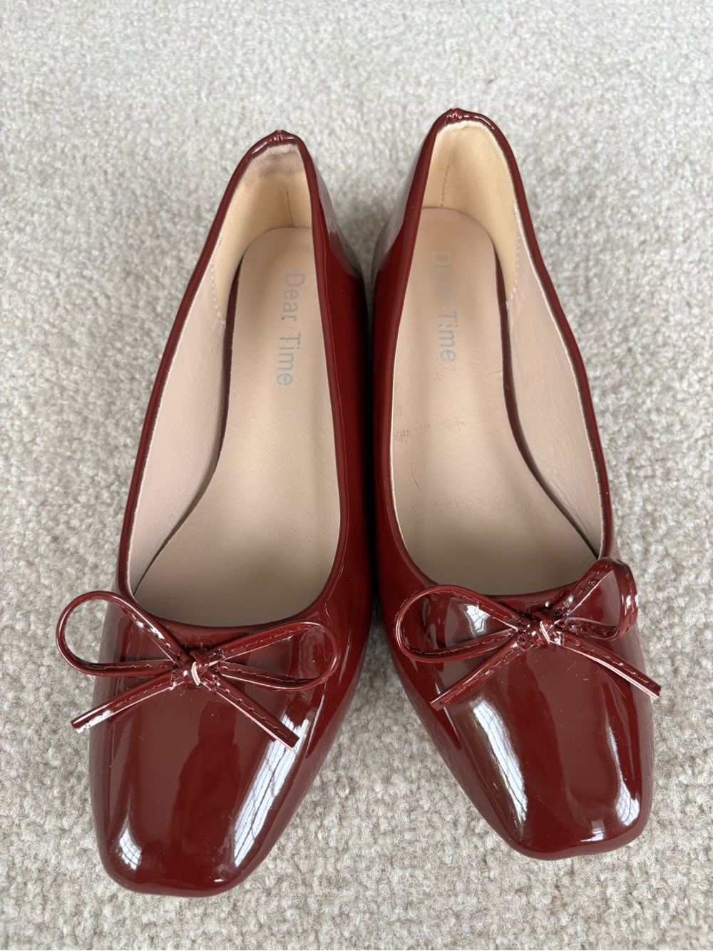 Dear Time Ruby Red Women's Casual Foldable Ballet Flats Square Toe